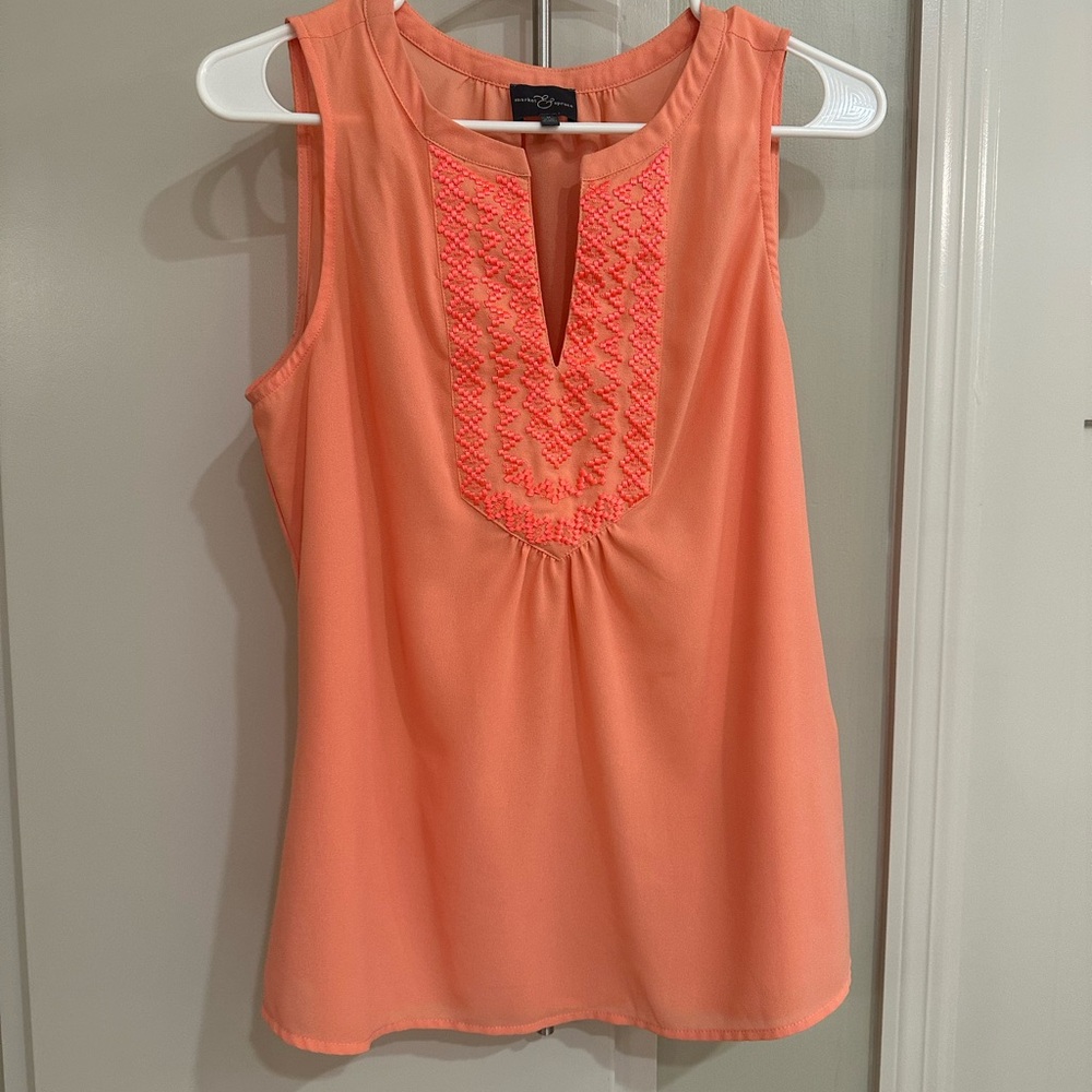 Market & Spruce Embroidered Sleeveless Blouse